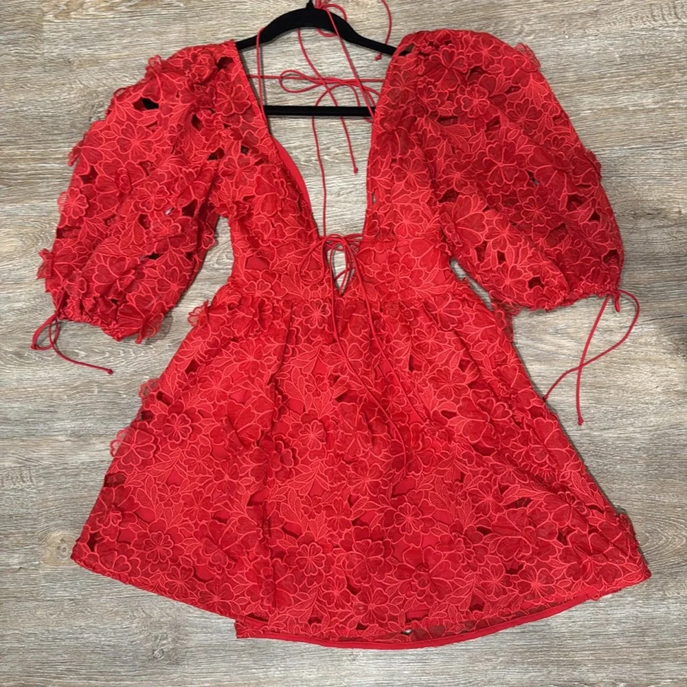 For Love And Lemons Red Lace Mini Dress - Picture 5 of 5
